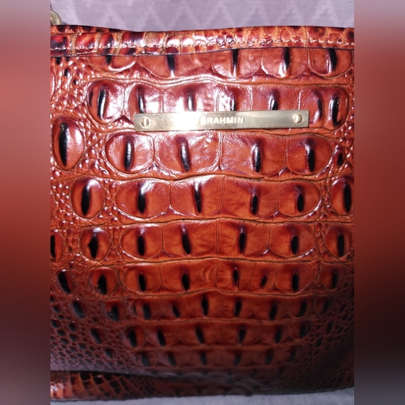 Brahmin Brown Crocodile Embossed Women's Medium Tote Bag - Picture 2 of 11